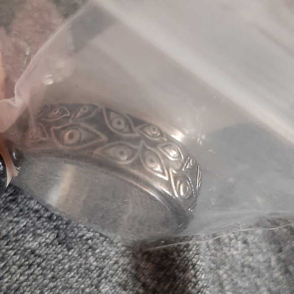 Silver titanium evil eye spinner fidget goth punk ring sz 12 new - Picture 4 of 4